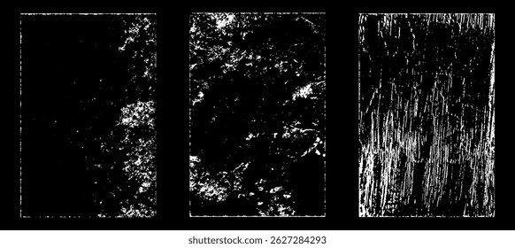 Grunge worn paper effect. Overlay texture stamps with old paper. Stamps distress grain surface dust and rough background concept. Illustration place over object to create grunge effect. Vector EPS10.