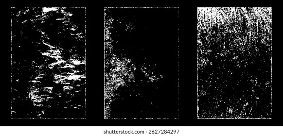 Grunge worn paper effect. Overlay texture stamps with old paper. Stamps distress grain surface dust and rough background concept. Illustration place over object to create grunge effect. Vector EPS10.