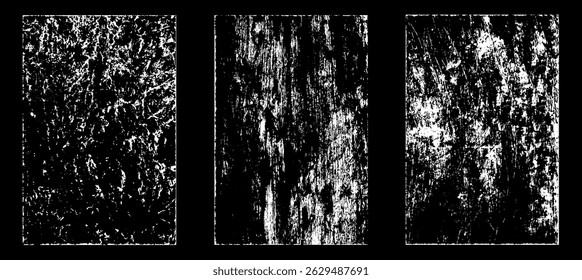 Grunge worn paper effect. Overlay texture stamps with old paper. Stamps distress grain surface dust and rough background concept. Illustration place over object to create grunge effect. Vector EPS10.