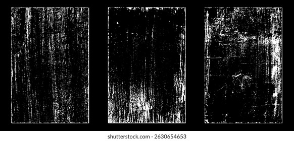 Grunge worn paper effect. Overlay texture stamps with old paper. Stamps distress grain surface dust and rough background concept. Illustration place over object to create grunge effect. Vector EPS10.
