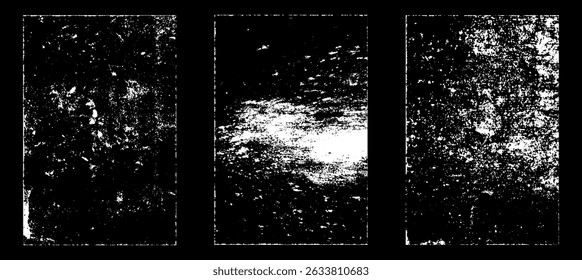 Grunge worn paper effect. Overlay texture stamps with old paper. Stamps distress grain surface dust and rough background concept. Illustration place over object to create grunge effect. Vector EPS10.
