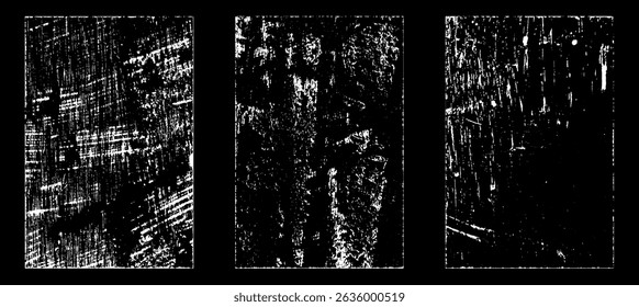 Grunge worn paper effect. Overlay texture stamps with old paper. Stamps distress grain surface dust and rough background concept. Illustration place over object to create grunge effect. Vector EPS10.