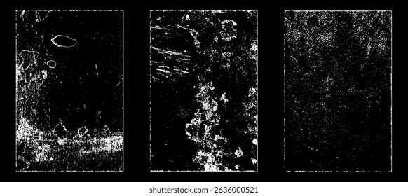 Grunge worn paper effect. Overlay texture stamps with old paper. Stamps distress grain surface dust and rough background concept. Illustration place over object to create grunge effect. Vector EPS10.