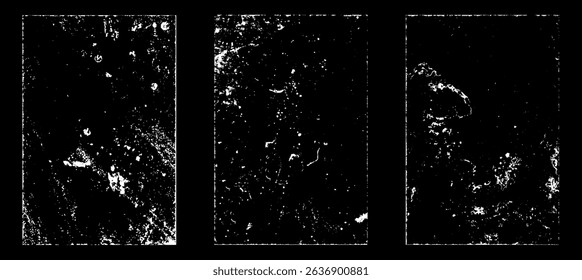 Grunge worn paper effect. Overlay texture stamps with old paper. Stamps distress grain surface dust and rough background concept. Illustration place over object to create grunge effect. Vector EPS10.
