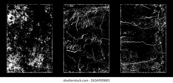 Grunge worn paper effect. Overlay texture stamps with old paper. Stamps distress grain surface dust and rough background concept. Illustration place over object to create grunge effect. Vector EPS10.
