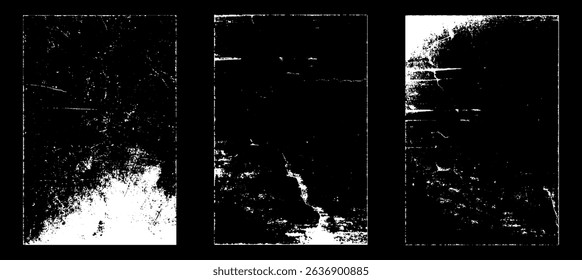 Grunge worn paper effect. Overlay texture stamps with old paper. Stamps distress grain surface dust and rough background concept. Illustration place over object to create grunge effect. Vector EPS10.
