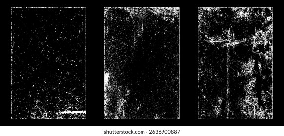Grunge worn paper effect. Overlay texture stamps with old paper. Stamps distress grain surface dust and rough background concept. Illustration place over object to create grunge effect. Vector EPS10.
