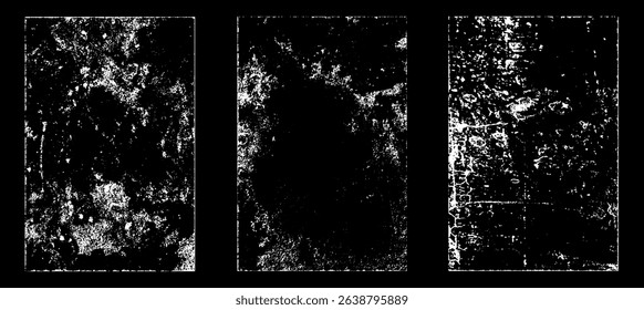 Grunge worn paper effect. Overlay texture stamps with old paper. Stamps distress grain surface dust and rough background concept. Illustration place over object to create grunge effect. Vector EPS10.
