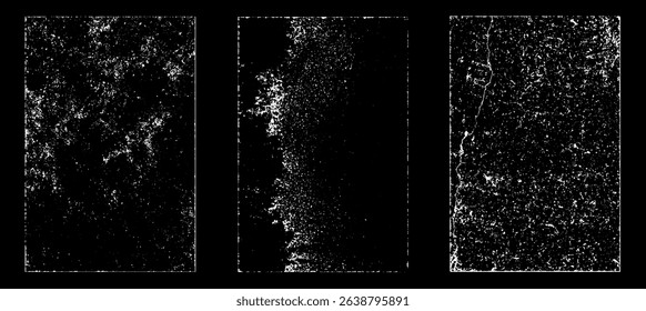 Grunge worn paper effect. Overlay texture stamps with old paper. Stamps distress grain surface dust and rough background concept. Illustration place over object to create grunge effect. Vector EPS10.
