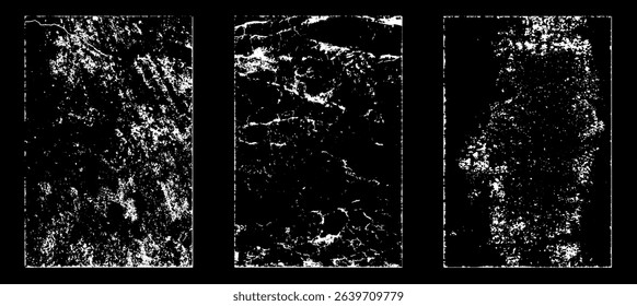 Grunge worn paper effect. Overlay texture stamps with old paper. Stamps distress grain surface dust and rough background concept. Illustration place over object to create grunge effect. Vector EPS10.