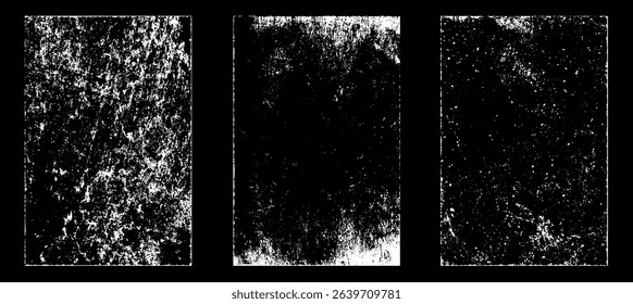 Grunge worn paper effect. Overlay texture stamps with old paper. Stamps distress grain surface dust and rough background concept. Illustration place over object to create grunge effect. Vector EPS10.