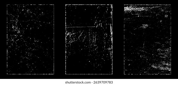 Grunge worn paper effect. Overlay texture stamps with old paper. Stamps distress grain surface dust and rough background concept. Illustration place over object to create grunge effect. Vector EPS10.
