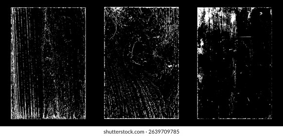 Grunge worn paper effect. Overlay texture stamps with old paper. Stamps distress grain surface dust and rough background concept. Illustration place over object to create grunge effect. Vector EPS10.