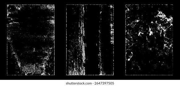 Grunge worn paper effect. Overlay texture stamps with old paper. Stamps distress grain surface dust and rough background concept. Illustration place over object to create grunge effect. Vector EPS10.