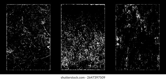 Grunge worn paper effect. Overlay texture stamps with old paper. Stamps distress grain surface dust and rough background concept. Illustration place over object to create grunge effect. Vector EPS10.