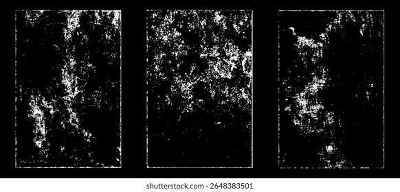 Grunge worn paper effect. Overlay texture stamps with old paper. Stamps distress grain surface dust and rough background concept. Illustration place over object to create grunge effect. Vector EPS10.
