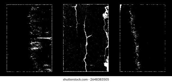 Grunge worn paper effect. Overlay texture stamps with old paper. Stamps distress grain surface dust and rough background concept. Illustration place over object to create grunge effect. Vector EPS10.
