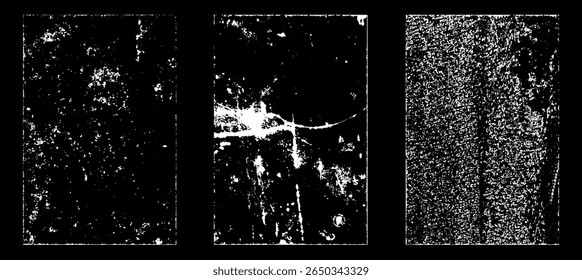 Grunge worn paper effect. Overlay texture stamps with old paper. Stamps distress grain surface dust and rough background concept. Illustration place over object to create grunge effect. Vector EPS10.
