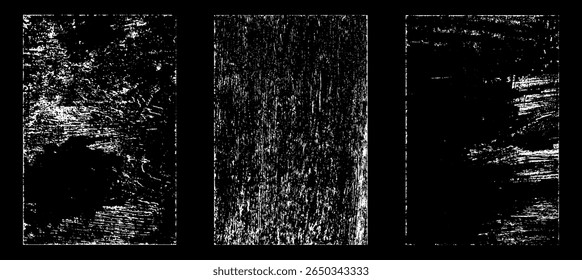 Grunge worn paper effect. Overlay texture stamps with old paper. Stamps distress grain surface dust and rough background concept. Illustration place over object to create grunge effect. Vector EPS10.
