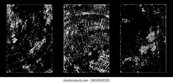Grunge worn paper effect. Overlay texture stamps with old paper. Stamps distress grain surface dust and rough background concept. Illustration place over object to create grunge effect. Vector EPS10.

