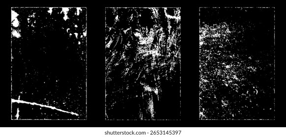 Efecto de papel desgastado Grunge. Superponer sellos de textura con papel viejo. Estampillas de polvo de superficie de grano de distrés y concepto de fondo áspero. La ilustración se coloca sobre el objeto para crear un efecto grunge. Vector EPS10.
