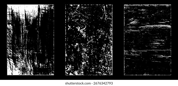 Efecto de papel desgastado Grunge. Superponer sellos de textura con papel viejo. Estampillas de polvo de superficie de grano de distrés y concepto de fondo áspero. La ilustración se coloca sobre el objeto para crear un efecto grunge. Vector EPS10.