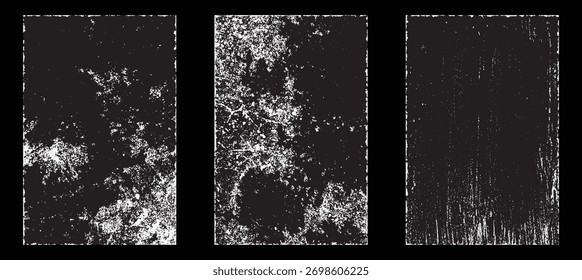 Efecto de papel desgastado Grunge. Superponer sellos de textura con papel viejo. Estampillas de polvo de superficie de grano de distrés y concepto de fondo áspero. La ilustración se coloca sobre el objeto para crear un efecto grunge. Vector EPS10.
