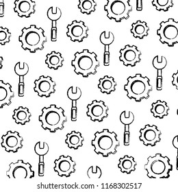 grunge wrench equipment and industry gear background