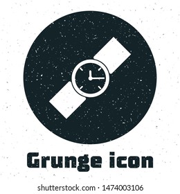 Grunge Wrist watch icon isolated on white background. Wristwatch icon.  Vector Illustration