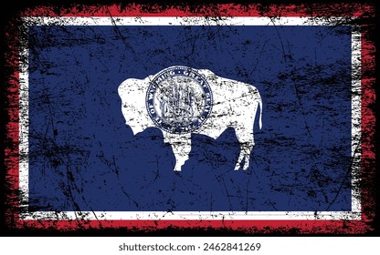 Grunge Wyoming flag. Vector flag of Wyoming.