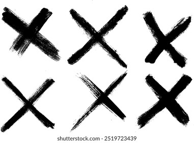 Grunge X Cross Brush Stroke Vector Set