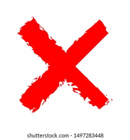 Grunge X mark on white background