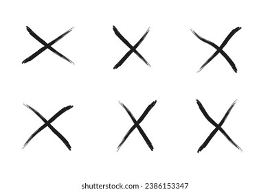 Grunge X Markensatz. X-Symbol-Vektorgrafik-Kollektion überschritten. Cross-Design Element, um etwas zu stornieren, abzulehnen und abzulehnen.