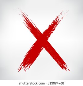 Grunge X Mark.Hand Drawn Letter X.Vector Template.