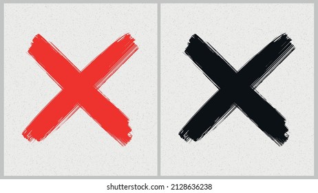 Grunge X mark.Rejected sign in grunge style.Hand drawn letter X.