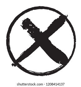 Grunge X mark.Vector dirty letter X.Stop sign.