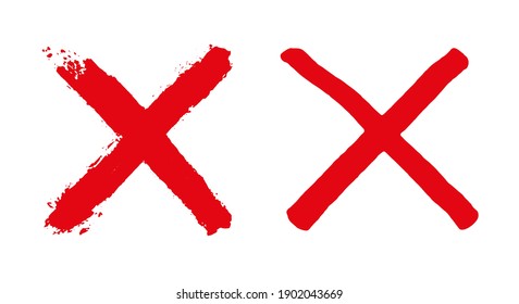 Grunge x mark.Vector red cross sign.
