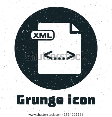 Grunge XML file document. Download xml button icon isolated on white background. XML file symbol.  Vector Illustration