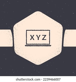 Grunge XYZ Coordinate system on chalkboard icon isolated on grey background. XYZ axis for graph statistics display. Monochrome vintage drawing. Vector