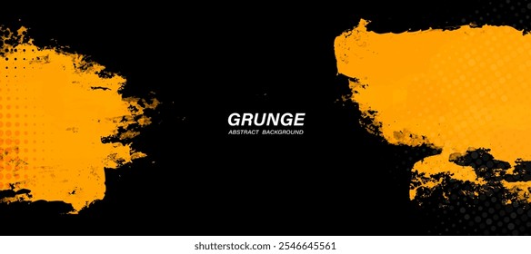 Grunge fondo abstracto amarillo y negro con Elementos semitonos.