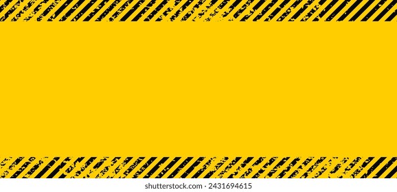 Grunge yellow and black diagonal stripes. Industrial warning background, warn caution, construction, safety