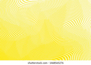 Grunge yellow white halftone dots pattern texture background. Low poly design. Modern gradient monochrome dotted vector illustration. Abstract wavy lines. Triangular polygon backdrop