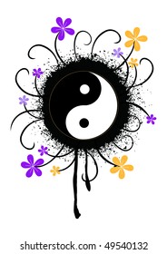Grunge yin yan symbol..