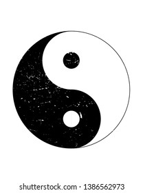 Grunge Yin Yang Logo Vector Design Decor Element Ying Yang Print