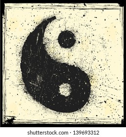 Grunge Yin yang symbol