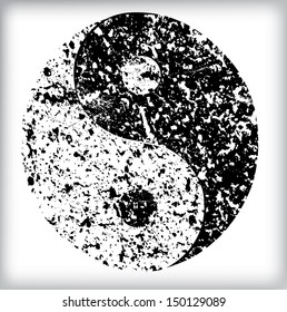 Grunge Yin yang symbol 