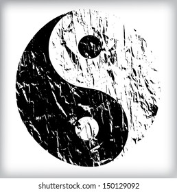 Grunge Yin yang symbol 