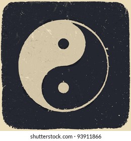 Grunge yin yang symbol background. Vector illustration, EPS10.