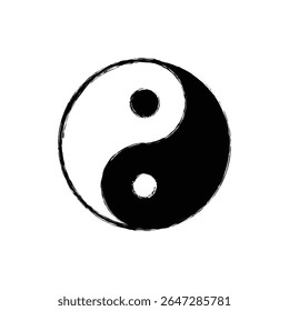 Grunge yin yang symbol with textured design