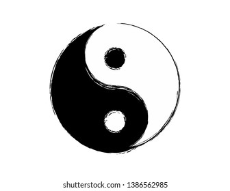 Grunge Yin Yang Symbol Vector Design Element Ying Yang Print